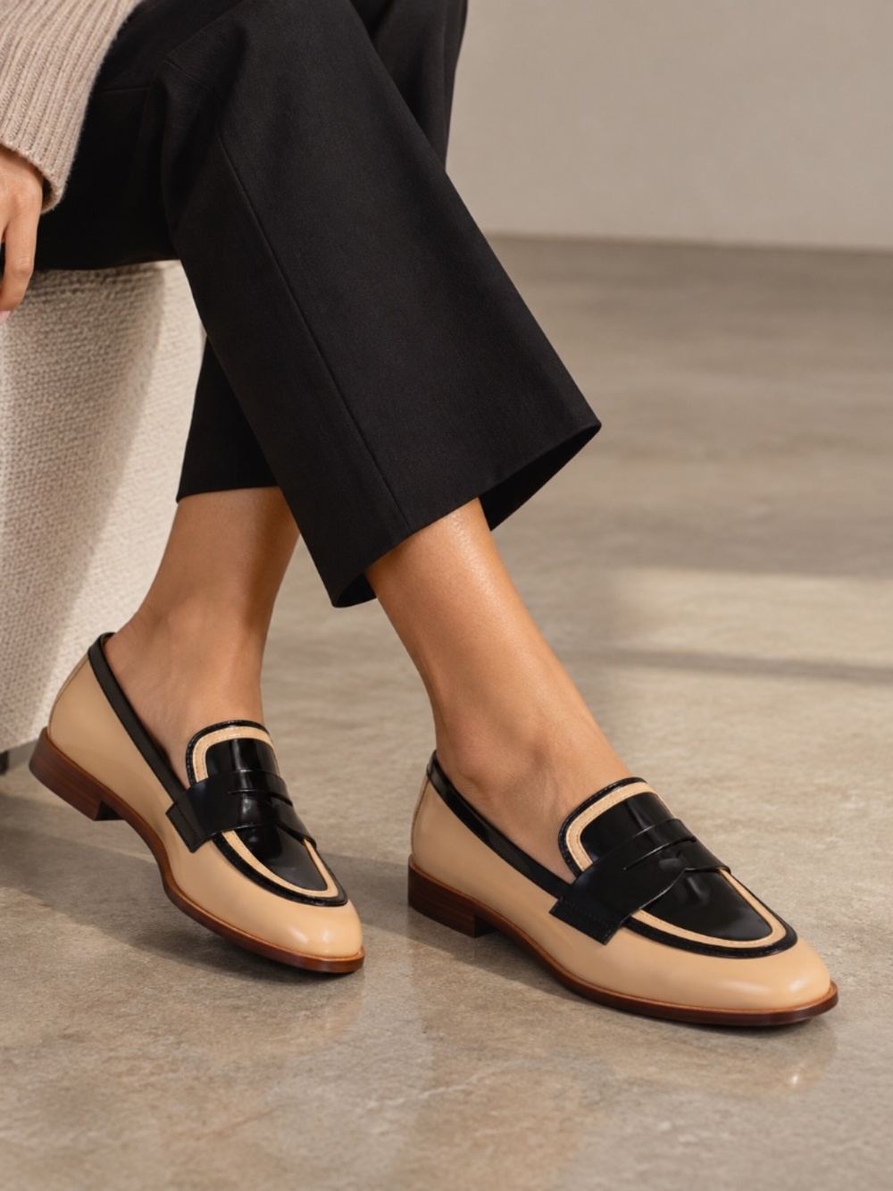 NWT Cecelia New York Kail Two Tone Patent Leather Penny Loafers Size 8
